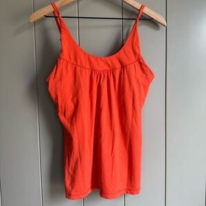 Lole Tank  Racer Top Womens Medium Orange Built In Shelf Bra